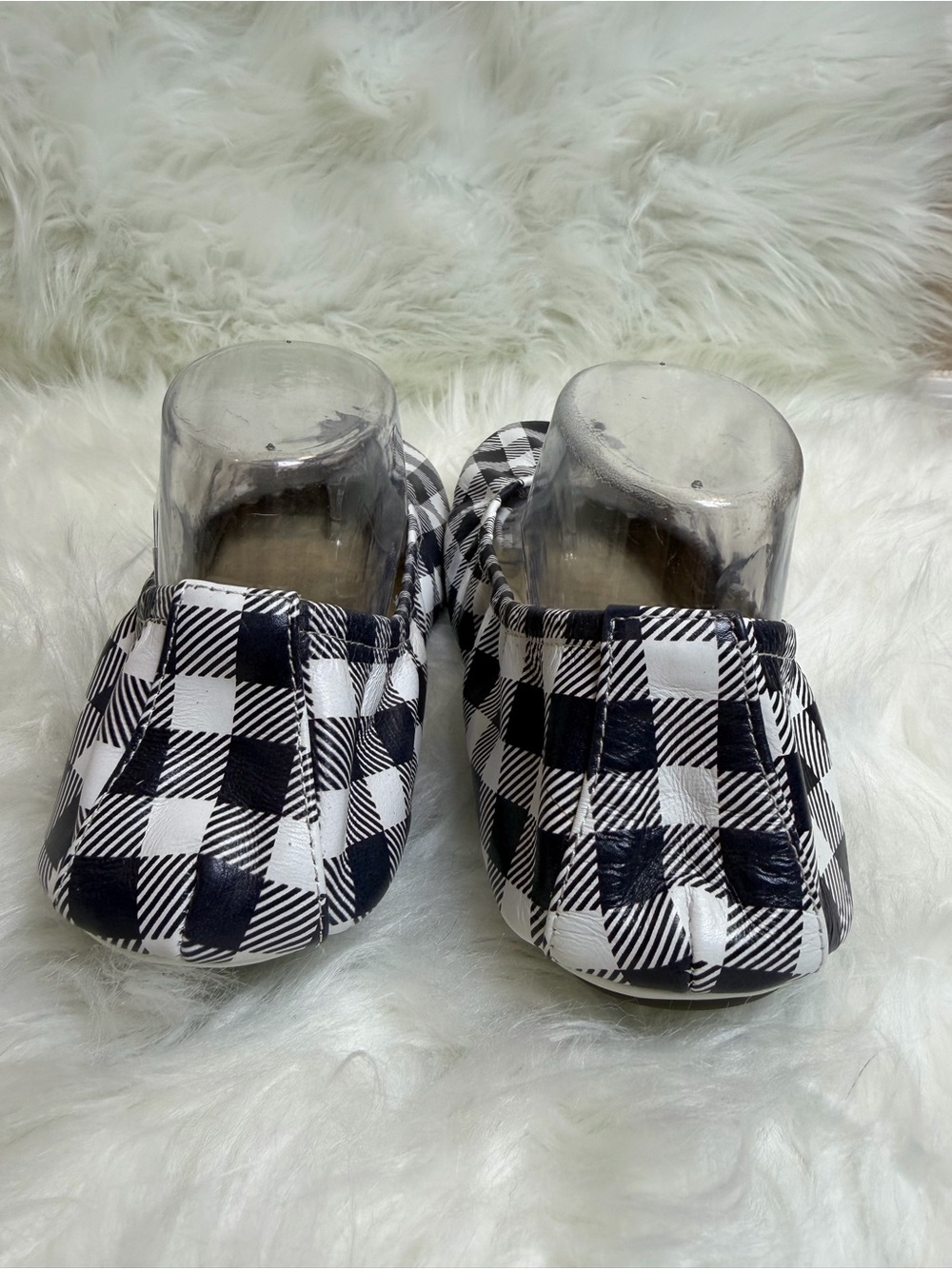 The Storehouse Flats Buffalo Plaid Leather Ballet Flats Size 11 Navy White - Picture 7 of 13